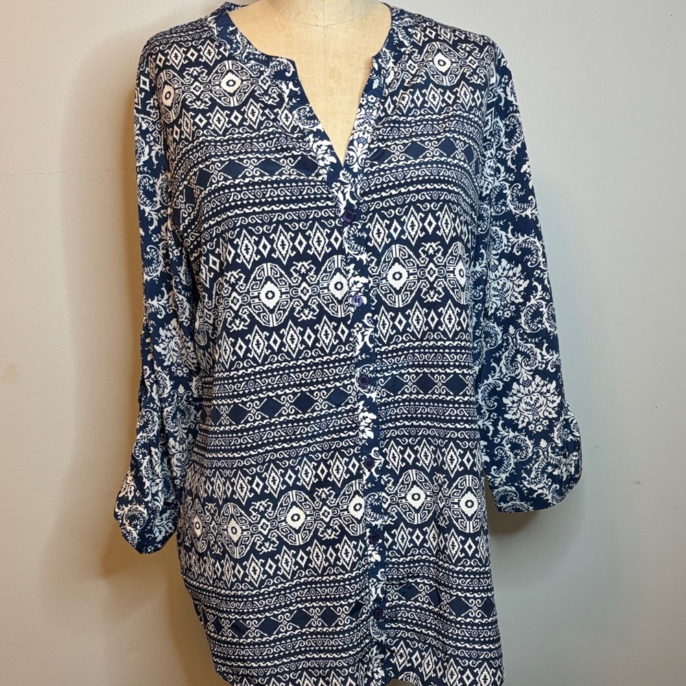 Antilia Femme Blue and White Blouse- Large